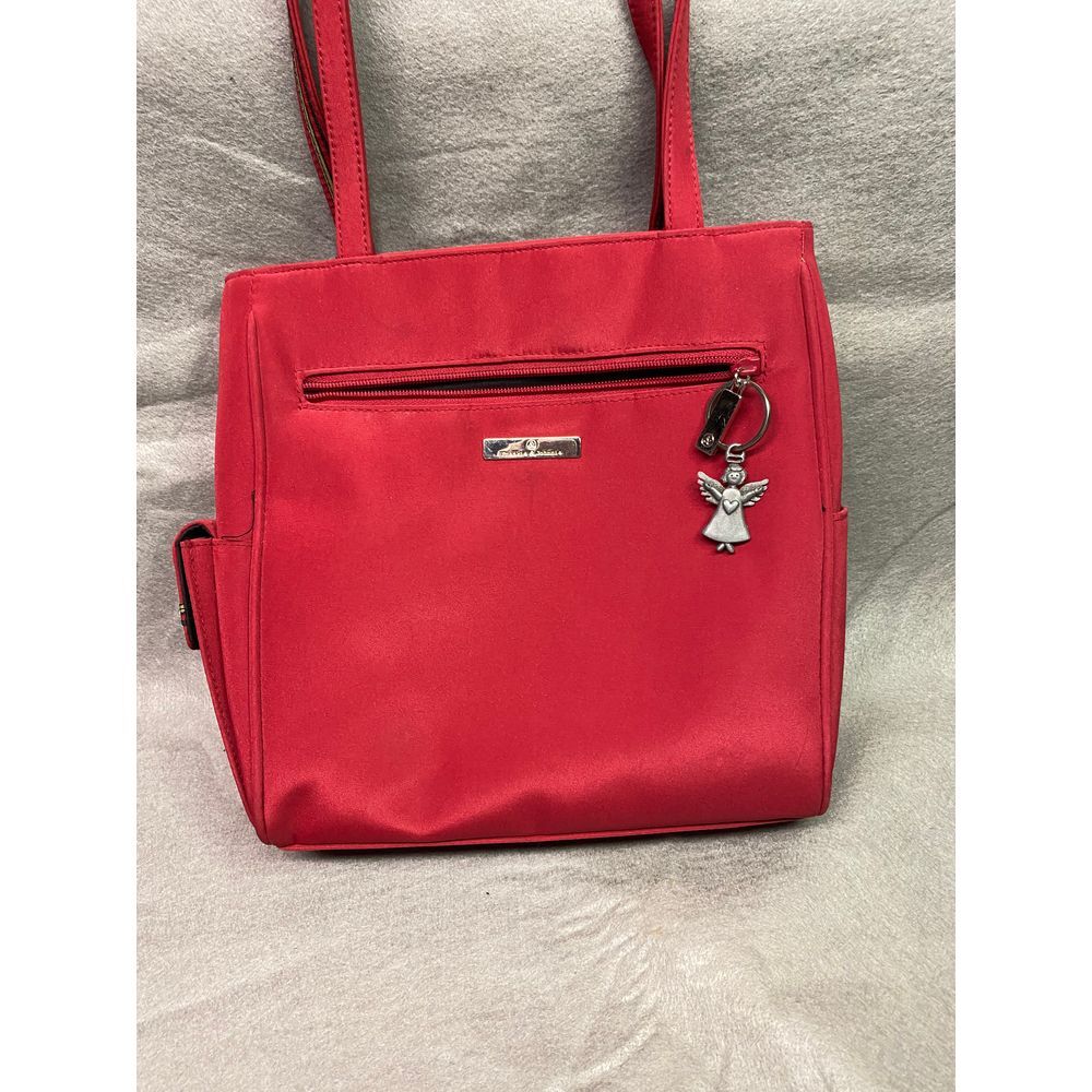 FRANKIE & JOHNNY Red Shoulder Bag with Charm‎ Elegant Everyday Handbag